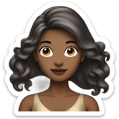 woman with very long dark brown hair mermaid style in a dress sticker