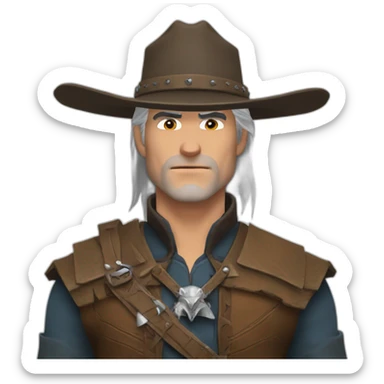Geralt of Rivia with cowboy hat sticker