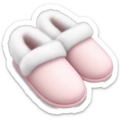 baby pink slippers with white fur  sticker