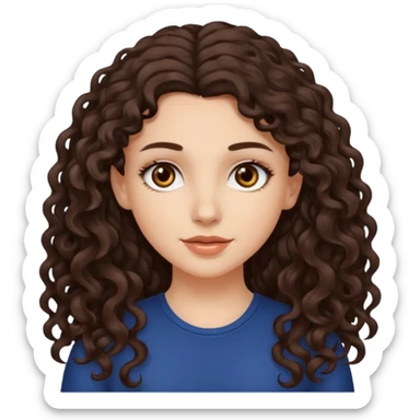 white girl with long dark curly brown hair brown eyes  sticker