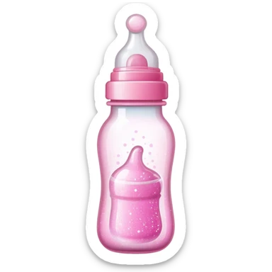 Pink baby bottle with glitter  sticker