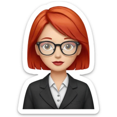tailor woman with red hair and glasses sticker