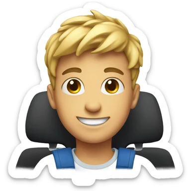 smiling boy in car sticker