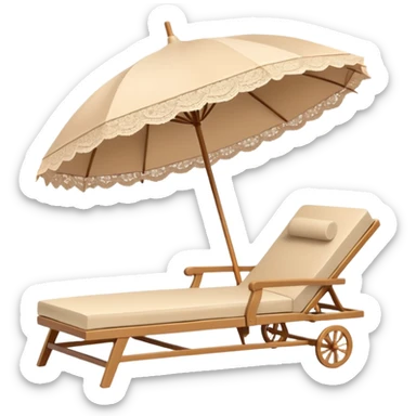 summer beige chaise lounge with beautiful beige lace umbrella sticker