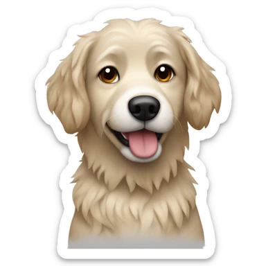 beige messy fur mixed breed dog sticker