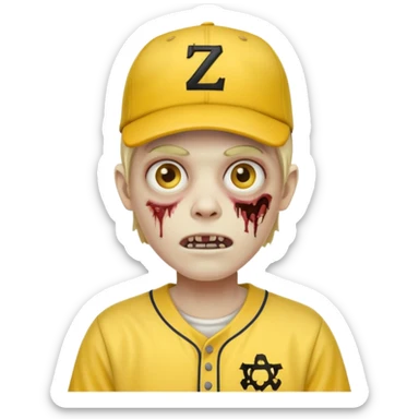 zombie with yellow baseball jersey and hat sticker