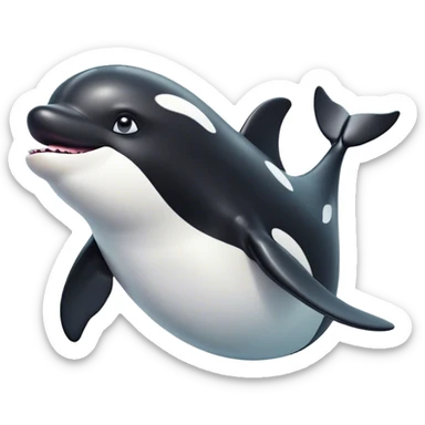 Cinematic Comical orca Portrait Emoji, Head tilted dramatically with an exaggeratedly shocked expression, featuring a sleek black-and-white body with wide, comically expressive eyes full of playful disbelief and animated flippers, Simplified yet hilariously expressive features, highly detailed, glowing with a slightly sassy oceanic glow, high shine, dramatic yet playful, stylized with an air of cheeky marine mischief, soft glowing outline, capturing the essence of a meme-worthy orca that looks ready to make waves with its hilariously dramatic antics! sticker