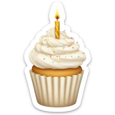 Total White beige cupcake with sparkler candles sticker