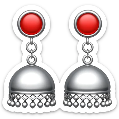 generate an ios genmoji of plain silver jhumkas sticker