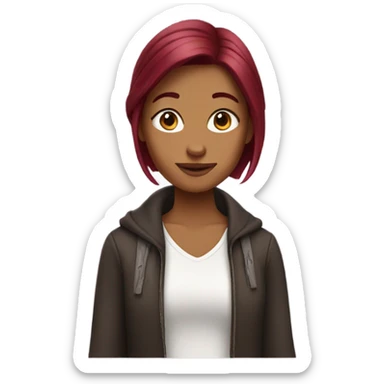  girl with burgundy hair color sticker