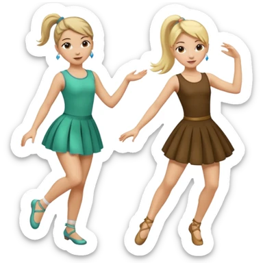 two girls dancing one is blond and one is brunette sticker