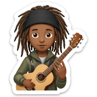 black boy with beanie dreads and guitar  sticker