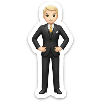 full body 1920s wealthy man in suit, athletic build, emoji style sticker