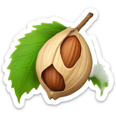 Hazelnut with green leaf sticker