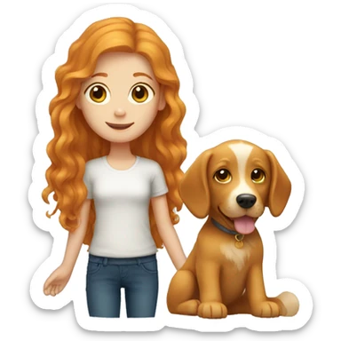 ginger girl with golden retriever sticker