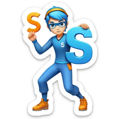 Cool gaming character avatar with letter S sticker