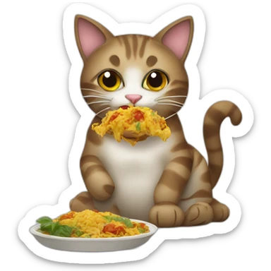 cat eating sri lankan food sticker
