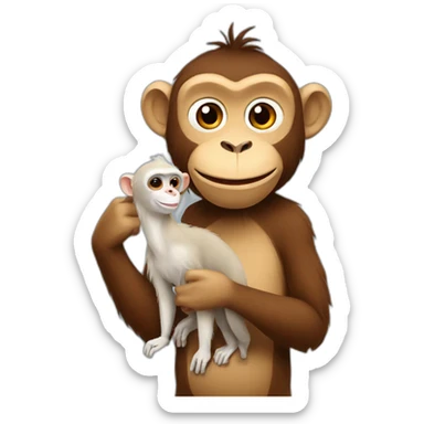 Monkey holding a lama sticker