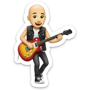 bald boy rocking out guitar sticker