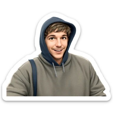 smiling boy in urban setting sticker