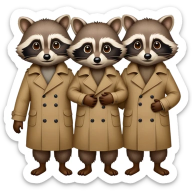 Three raccoons in one trench coat sticker