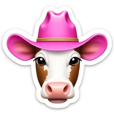 A cow in pink with a cowboy hat  sticker