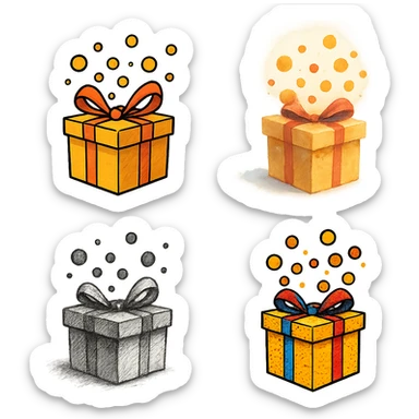 gift box with points inside, various artistic styles sticker