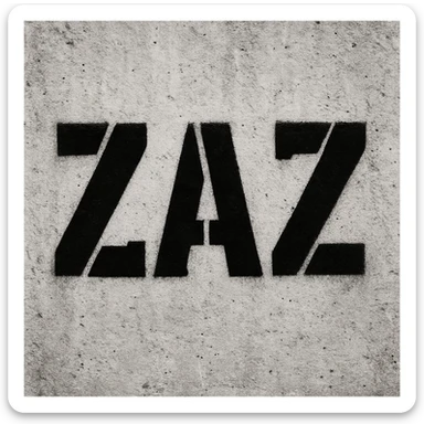 Graffiti text "ZAZ" in stencil graffiti style. Sharp, defined edges with a more urban and political feel. sticker