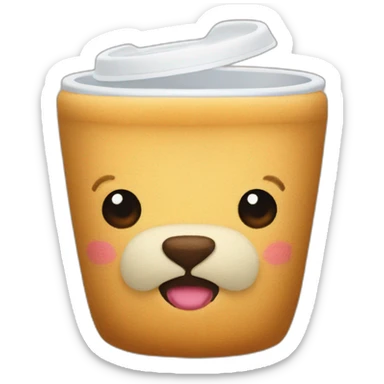 Stuffed animal coffee cup sticker