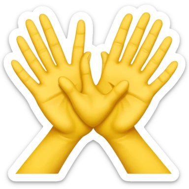 a pair of yellow hands crossed in an X on the chest, minimal shading, expressive of appreciation sticker