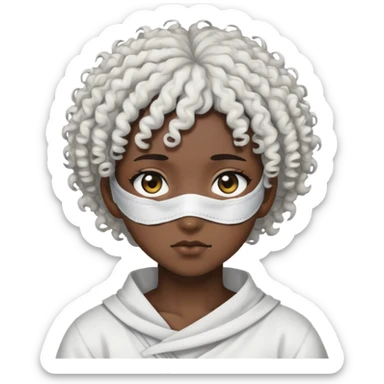 Zenci kıvırcık küt saçlı anime karakteri 1 gözü bandajlı  sticker