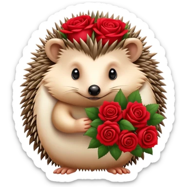 hedgehog with a bouquet of roses sticker