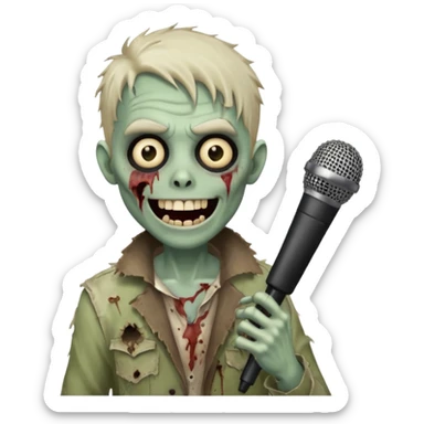 Singing Zombie with a smile on his face and a mic on his hand  sticker