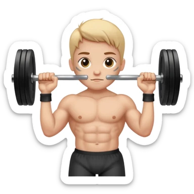 cute simple style character lowering barbell on chest sticker