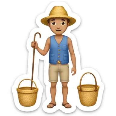 full body man with strow hat sticker
