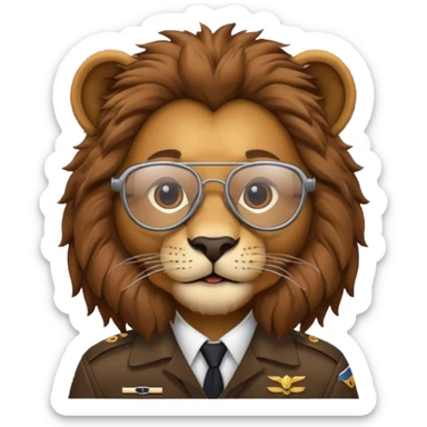 pilot lion with glasses sticker