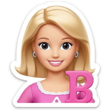 Barbie doll with B Letter sticker