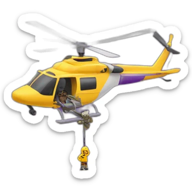 kobe bryant beneath a helicopter holding on to the skids of a helicopter sticker