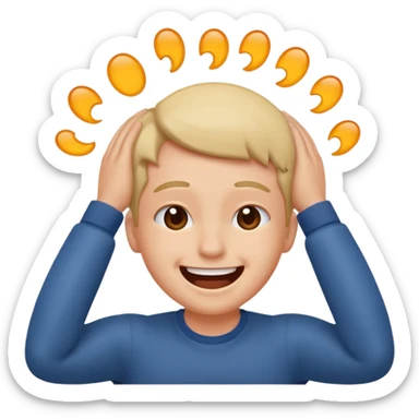 laughing nervously while rubbing the back of your head  sticker