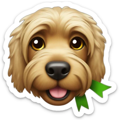 yorkshire with the tongue and green ribbon at the head sticker