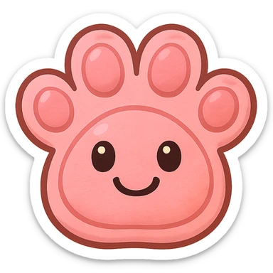 a cute and friendly pink paw print emoji sticker
