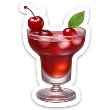 Manhattan cocktail in a nick and Nora with a maraschino cherry sticker