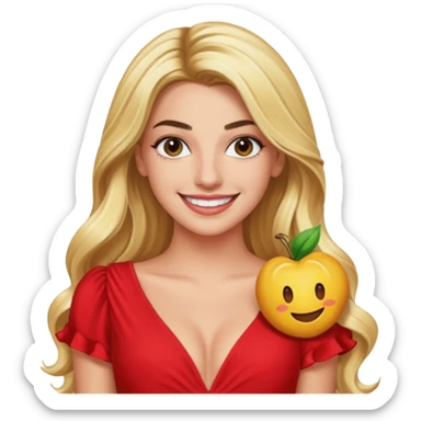 Lele Pons with long blonde hair, red dress sticker