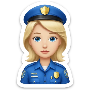 blonde police with hair clip sticker