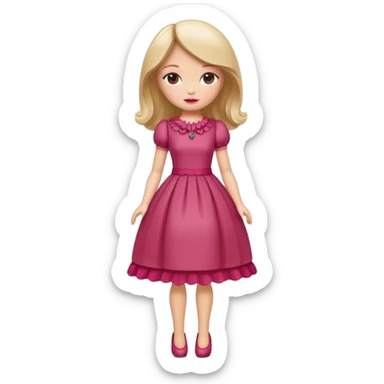 Isolated detaile illustration incredibly modern raspberry torte doll figurine full body sticker