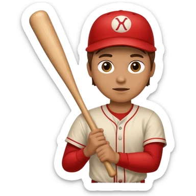 A human wood holding a bat sticker