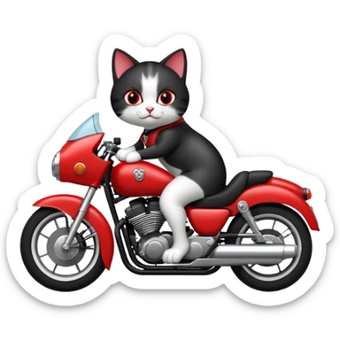 Black and white Cat on red and black motorcycle sticker