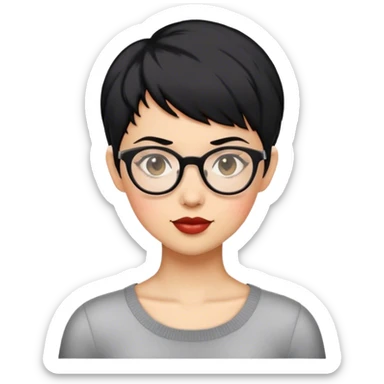 woman pixie cut black hair with glasses sticker