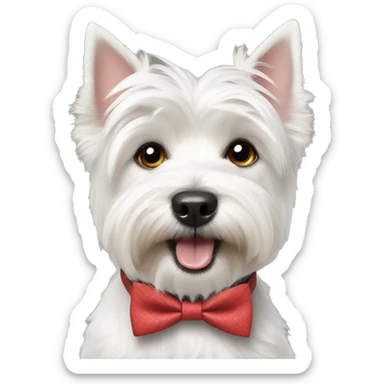 Westie dog wearing a bow tie sticker