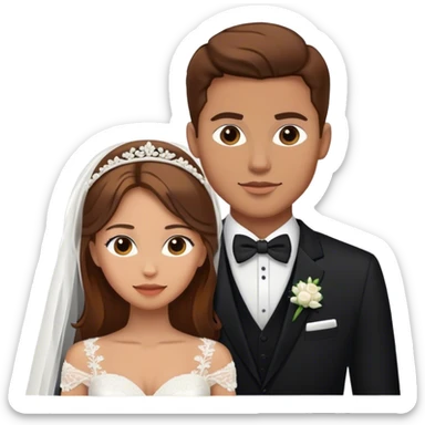 Brown hair bride and groom, black suite sticker